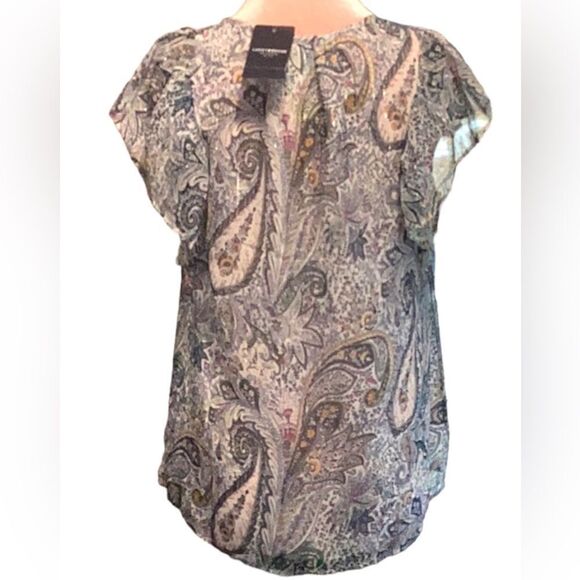 LUCKY BRAND NWT  EMILIA WOMENS TOP BLOUSE SMALL BLUE PAISLEY FLORAL PRINT - Picture 4 of 9